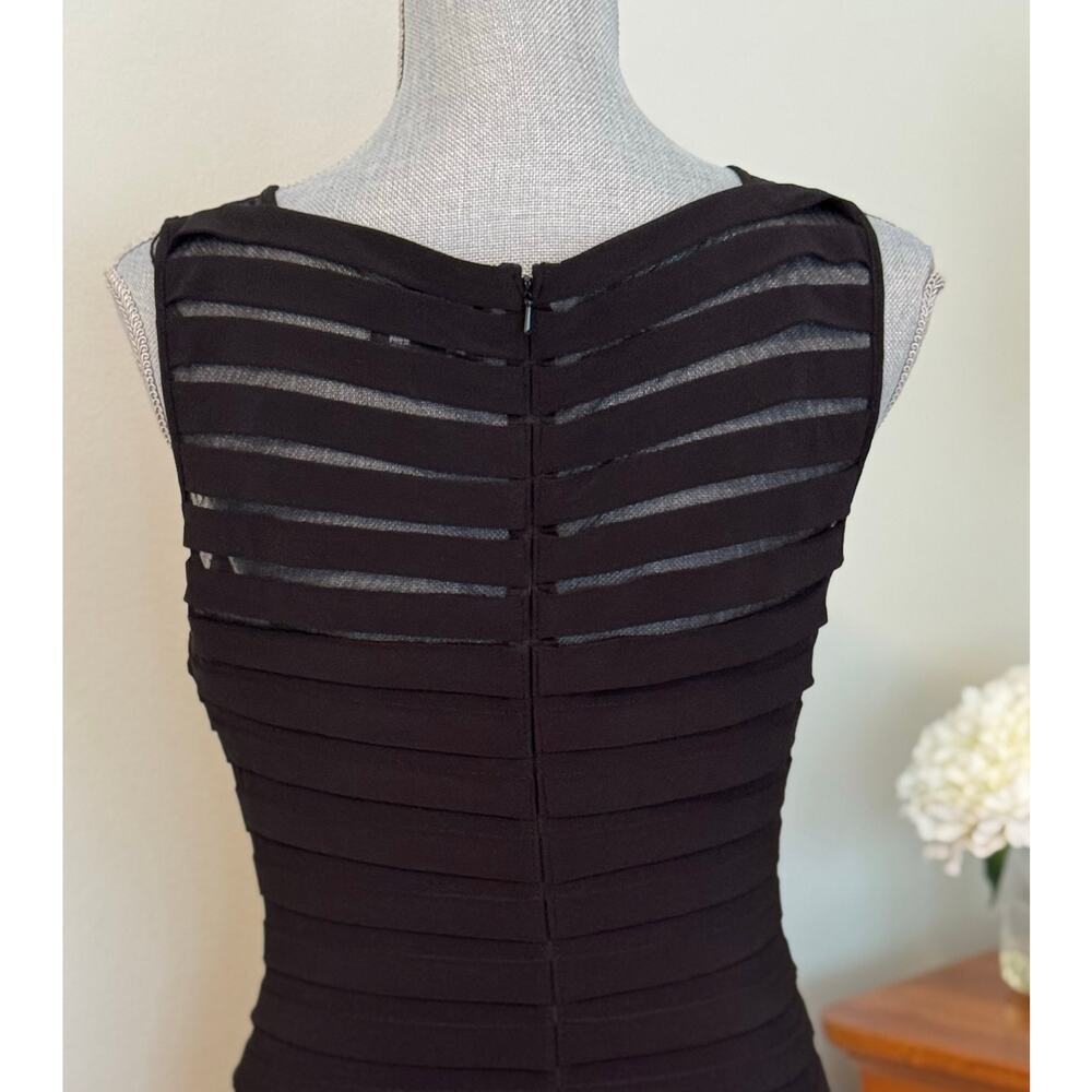 Adrianna Papell NEW Black Shutter Pleat Midi Dress Sleeveless Cocktail Size 10 - Picture 5 of 14